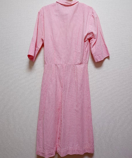 Smocking×Stripe pink dress