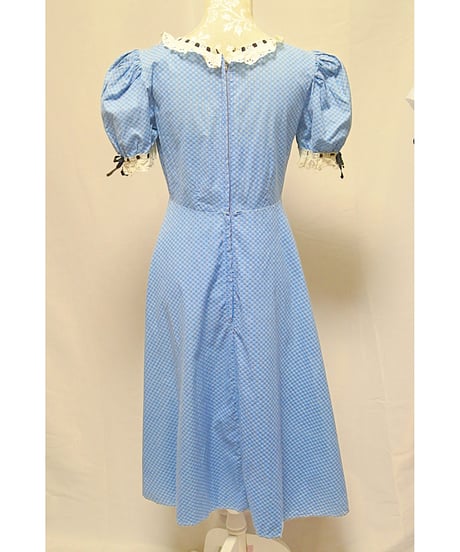 70’s Small ribbon blue dress
