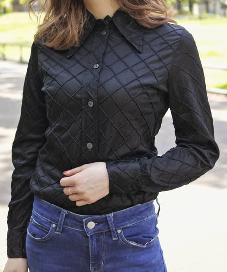 70's  Black quilting blouse