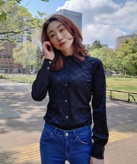 70's  Black quilting blouse