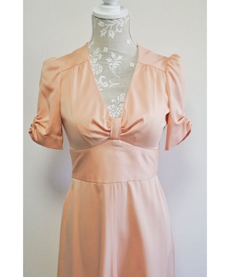 70's Ribbon salmon pink dress