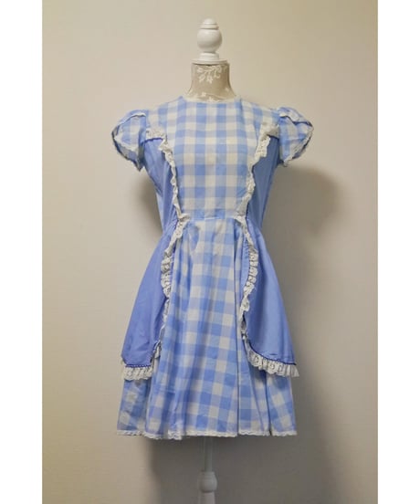 70′s Gingham alice blue dress