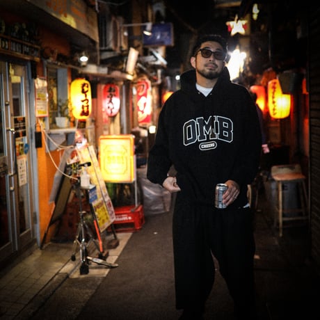 COLLEGE LOGO BIG SIZE HOODIE BLACK