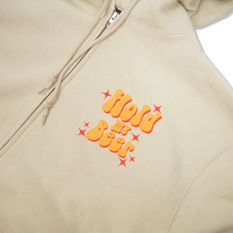 HOLD MY BEER ZIP HOODIE BEIGE
