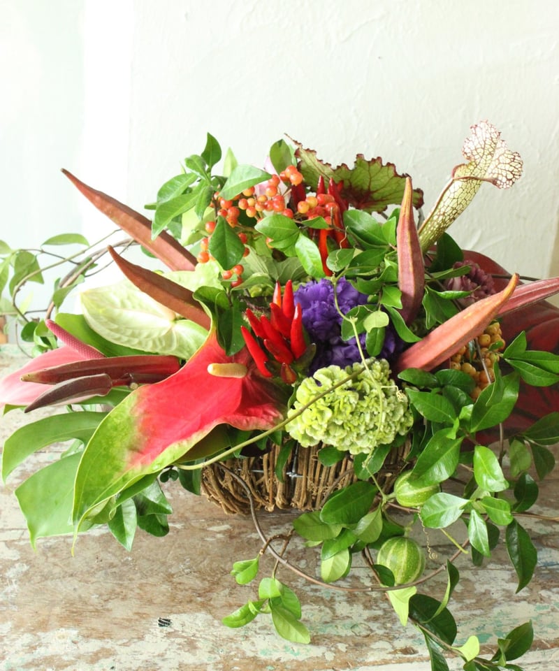 発送】季節のバスケットアレンジL ※4営業日前までにご注文下さい