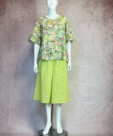 お出かけルームパンツセット【80ローンサッカー・ガーデン小花】（A33074A）／TUNIC