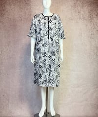 5分袖半開ワンピース【80ローンサッカー・水玉パーム】（A56025C）／TUNIC