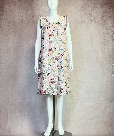 ノースリーブワンピース【60シルキーローンサッカー・スイートガーデン】（A66004B）／TUNIC