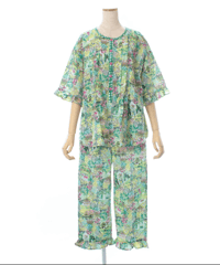 5分袖全開パジャマ【80ローンサッカー・ガーデン小花】（A36096B）／TUNIC