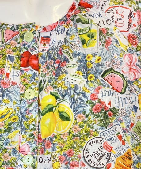 5分袖全開パジャマ【80ローンサッカー・マーレフルーツ】（A36095A）／TUNIC