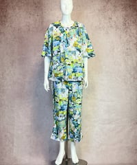6分袖半開パジャマ【楊柳・アートな森の旅】（A36161B）／TUNIC