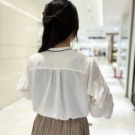 PASSIONE フリルドットブラウス　White