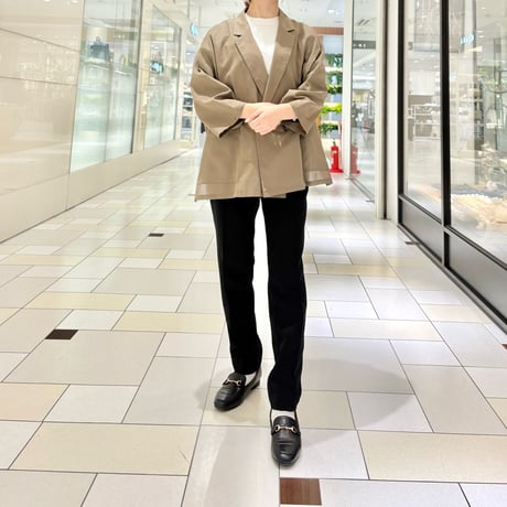 QTUME ナチュラルシアー五分袖ジャケット　khaki
