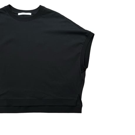 QTUME 細リブボックスTシャツ- ブラック