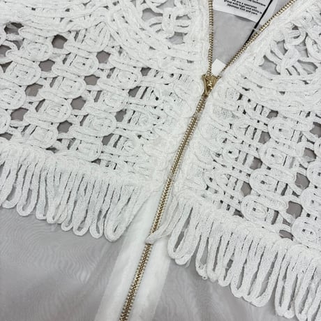 EN'DAYコード刺繍ブルゾン - ホワイト