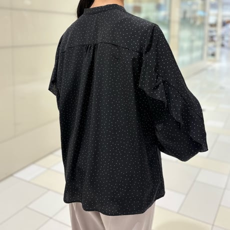 PASSIONE フリルドットブラウス　Black
