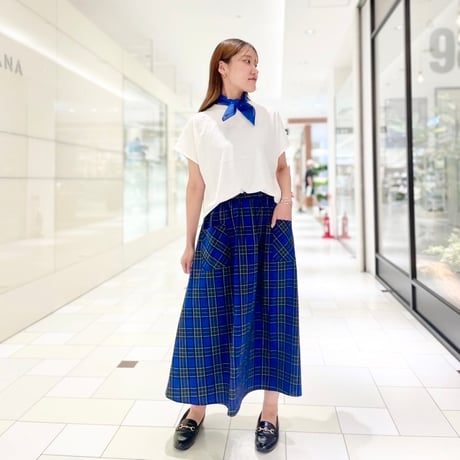 denicher ボックスWポケットチェックスカート