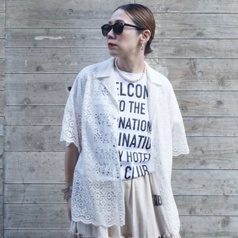 【THOMAS MAGPIE 】レースシャツ ブラック THOMAS MAGPIE レースシャツ | grasol Nagasaki Stores