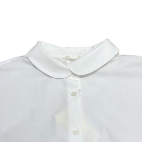 Parkes (パークス) 丸襟フレンチスリーブブラウス White
