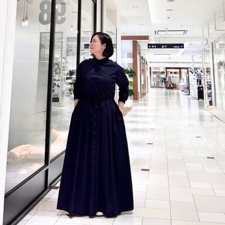 LIROMA リップストップシャツワンピース ネイビー