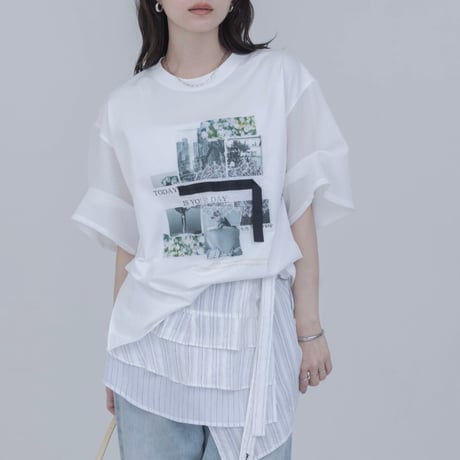 EimeeLaw    メッシュスリーブTシャツ    -ホワイト