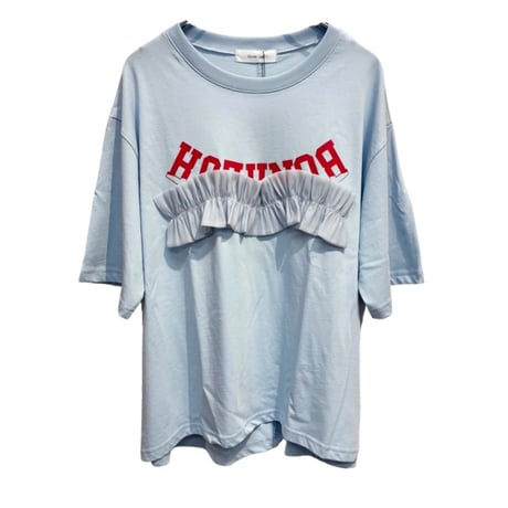 EimeeLaw    ウェーブフリルロゴプリントTシャツ    -  ライトブルー