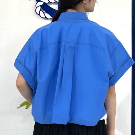 PASSIONE | ワイドクロップド半袖シャツ | 【Blue】