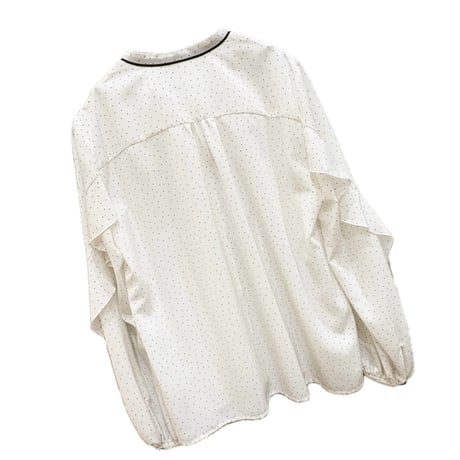 PASSIONE フリルドットブラウス　White