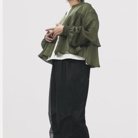 QTUME  ナチュラルシアーティアードブルゾン -   ベージュ