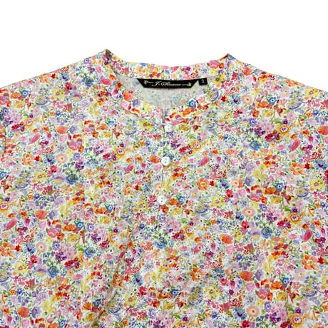 J.Sloane リバティプリント"Classic Garden"刺繍七分袖ワンピース - ピンク