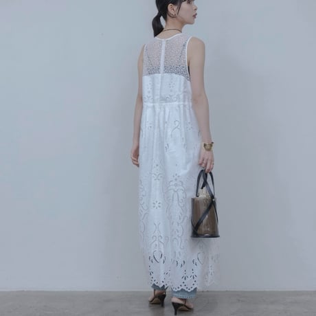 EimeeLaw エンブロイダリー パネルレースワンピース-  オフホワイト