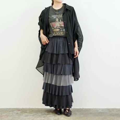 SEVEN SENSE シルクバックロングシャツ-  ブラック