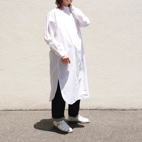 vent blanc バンドカラーシャツワンピース -ホワイト