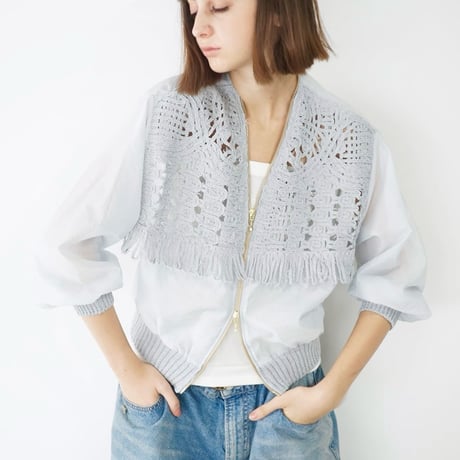 EN'DAYコード刺繍ブルゾン - ホワイト
