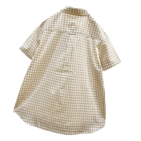 parkes コットンリネンギンガムチェック半袖シャツ