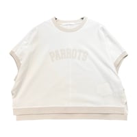QTUME バイカラー細リブロゴTシャツ- ホワイト