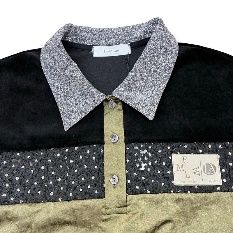 EimeeLaw コットンベロアポロラガートップス - ブラック