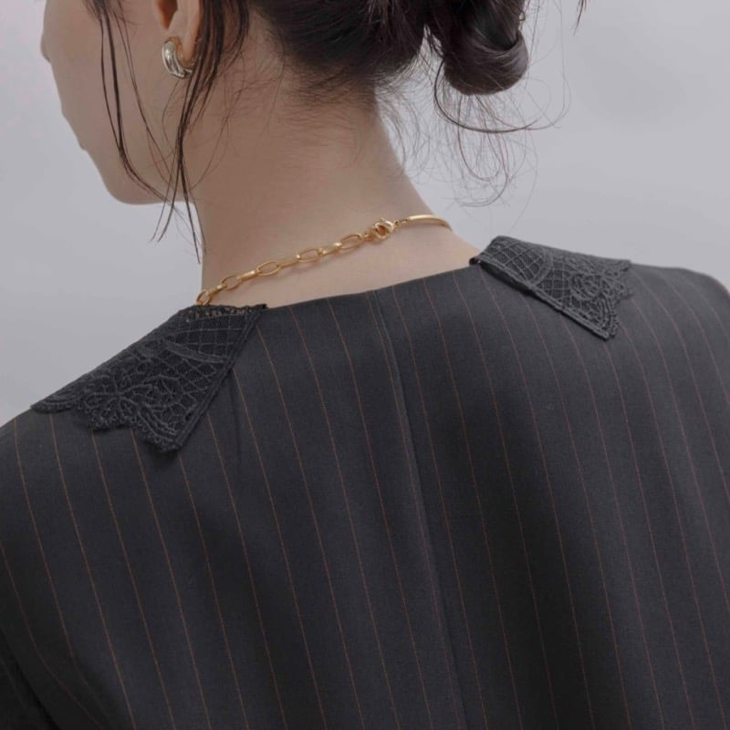 EimeeLaw レースカラーZIPストライプジャンパースカート -ブラック