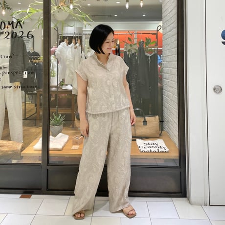 STELLA CIFFON ジャカードイージーパンツ　ブラック