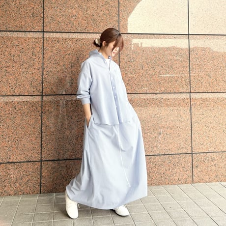 LIROMA デザインシャツワンピース　navy