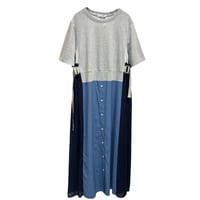 EimeeLaw   テキストMIXシャツドッキングワンピース - ライトグレー