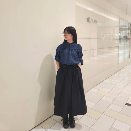 Ventblanc スモッキングエンブロイダリーデザインブラウス Indigo