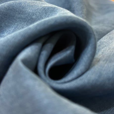 NUS シアーデニム バックギャザーフレアハーフスリーブシャツ denim Blue