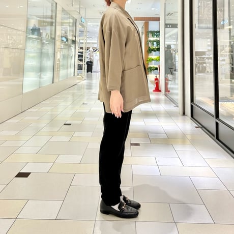 QTUME ナチュラルシアー五分袖ジャケット　khaki