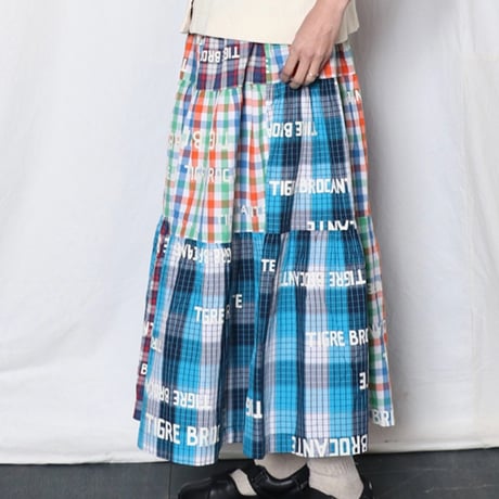 TIGRE BROCANTE　Tigreマドラスチェックミックス3ステップギャザースカート