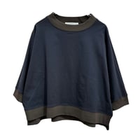 QTUME  サイロプレミアムバイカラードルマンTシャツ - ネイビー