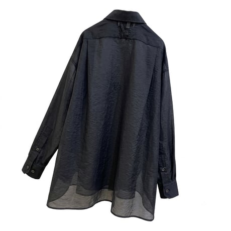 M53. オーガンジー オーバーシャツ  ブラック
