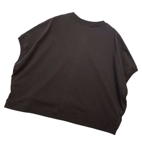 QTUME 細リブボックスTシャツ- ブラウン