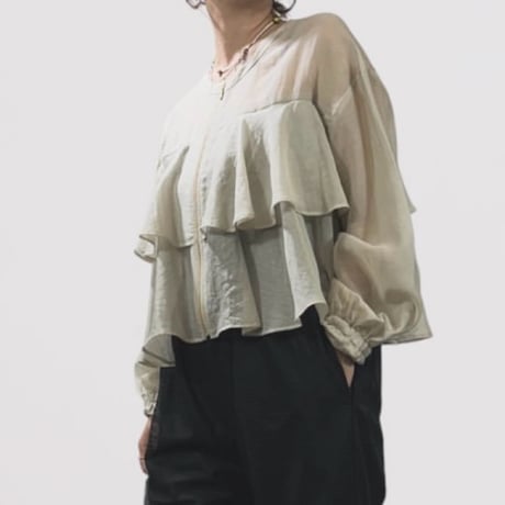 QTUME  ナチュラルシアーティアードブルゾン -   ベージュ