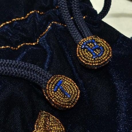 TIGREBROCANTE タイガー刺繍巾着バッグ Navy blue